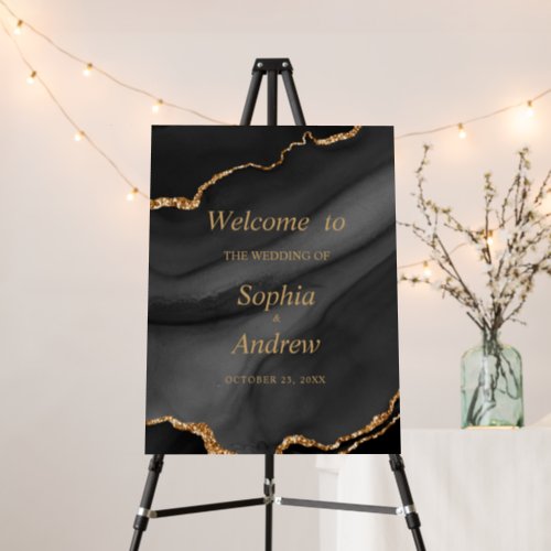 Black  Gold Wedding Welcome Sign  Foam Board