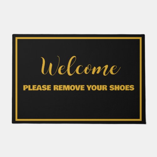 Black Gold Welcome Please Remove Your Shoes Doormat