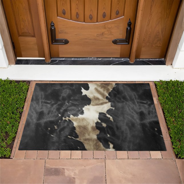 Black Gold Western Cowhide Doormat (Outdoor)
