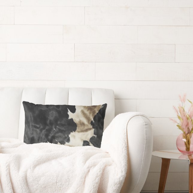 Black Gold Western Cowhide Lumbar Pillow (Couch)
