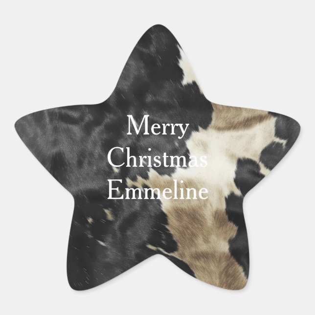 Black Gold Western Cowhide Star Sticker (Front)