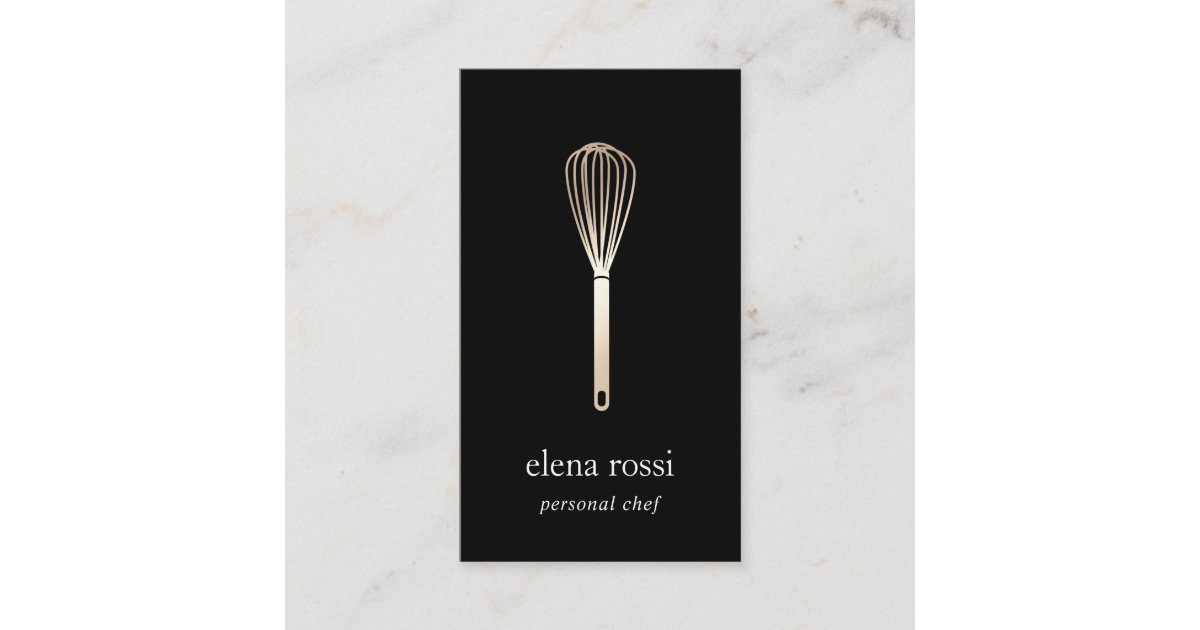 Black Gold Whisk Chef Catering Bakery Business Card Zazzle