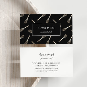 Black & Gold Whisk Pattern   Chef Catering Bakery Business Card