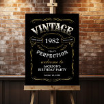 Black & gold whiskey themed birthday Welcome Foam Board<br><div class="desc">Inspired by classic whiskey label,   this black and gold fun aged to perfection adult birthday welcome sign is great for 30th,  40th,  50th,  60th,  70th,  80th,  90th or any other age birthday party,  surprise party,  or any other occasion! 
Custom it with your own text and party information.</div>