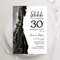 Black Gold White Agate Surprise 30th Birthday