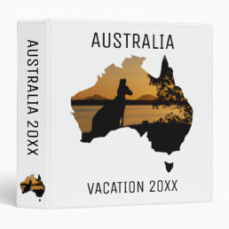 Black, Gold &amp; White Australia Kangaroo Vacation 3 Ring Binder