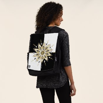 Black Gold & White Circle Mandala Backpack by artOnWear at Zazzle