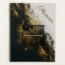 BLACK GOLD WHITE ELEGANT GLAMOUR GLITTER Planner