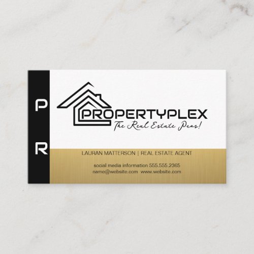 Black Gold White  House Logo Business Card