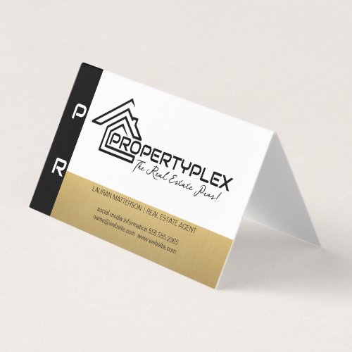 Black Gold White  House Logo Business Card