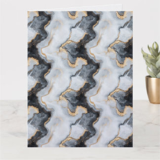 Black, Gold & White Marble Folded Greeting Card