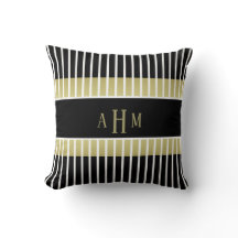 Black Gold White Monogram Stripe