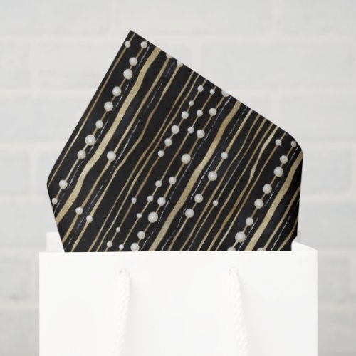 Black Gold White Pearls Bridal Shower Tissue Paper