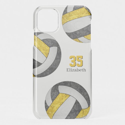 black gold white team colors girly volleyball iPhone 11 case