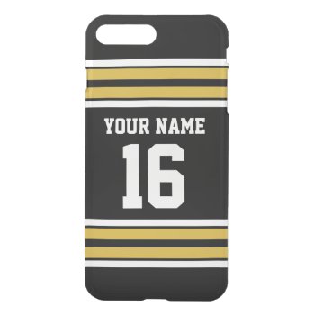 Black Gold White Team Jersey Custom Number Name Iphone 8 Plus/7 Plus Case by FantabulousCases at Zazzle