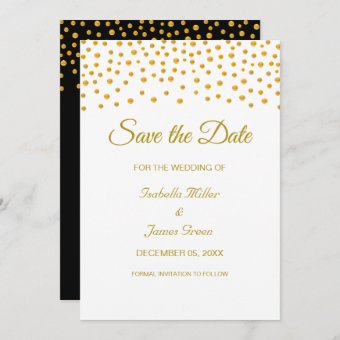 Black Gold White Wedding Save the Date Invitation | Zazzle