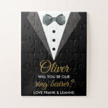 Black & Gold Will You Be Our Ring Bearer Proposal