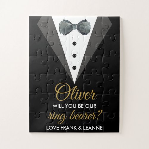 Black  Gold Will You Be Our Ring Bearer Proposal Jigsaw Puzzle