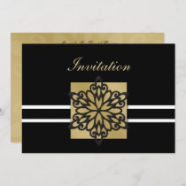 black gold winter wedding Invitation cards