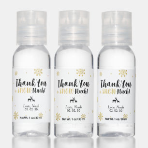 Black & Gold Winter Wonderland Snow Party Favor Hand Sanitizer