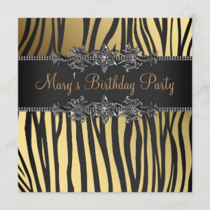 Black Gold Womans Birthday Party Invitation