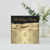 Black Gold Womans Birthday Party Invitation (Standing Front)