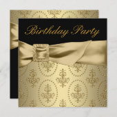 Black Gold Womans Birthday Party Invitation (Front/Back)