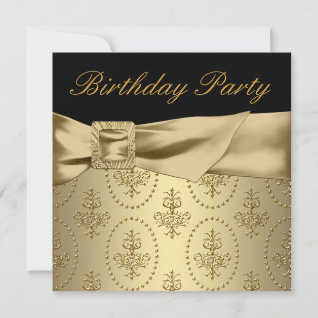 Black Gold Womans Birthday Party Invitation (Front)
