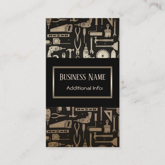Black & Gold Workshop Tools Business Card 4 (Front)