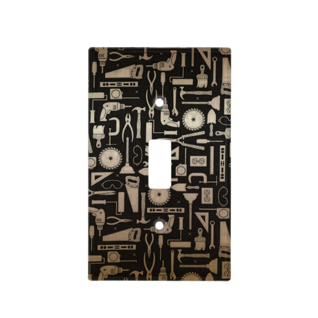 Black & Gold Workshop Tools Light Switch Cover (Front)