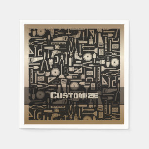 Black & Gold Workshop Tools Napkins