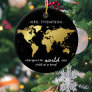 Black & Gold World Map Teachers Appreciation Ceramic Ornament