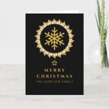 Black Gold Wreath Snowflake Christmas Photo