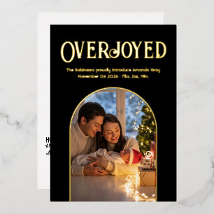 Black & Gold Xmas Baby Birth Announcement Photo