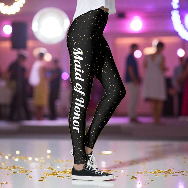 Black Gold Yellow Dots Pattern Party Leggings (Creator Uploaded)