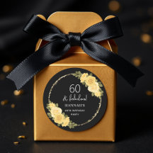 Black Gold & Yellow Floral 60th Birthday