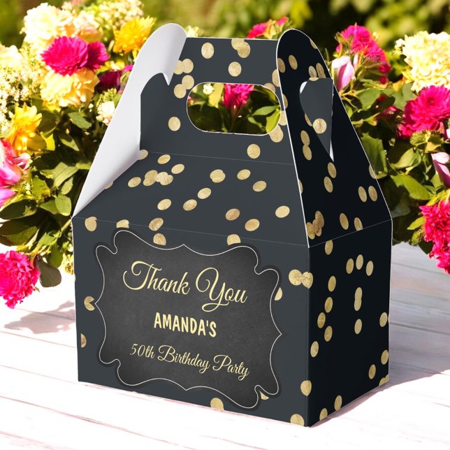 Black Gold Yellow Glitter Confetti Chic Favor Box (Creator Uploaded)