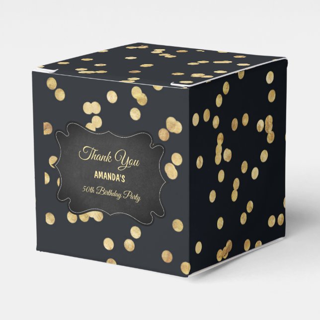 Black Gold Yellow Glitter Party  Favor Boxes (Front Side)