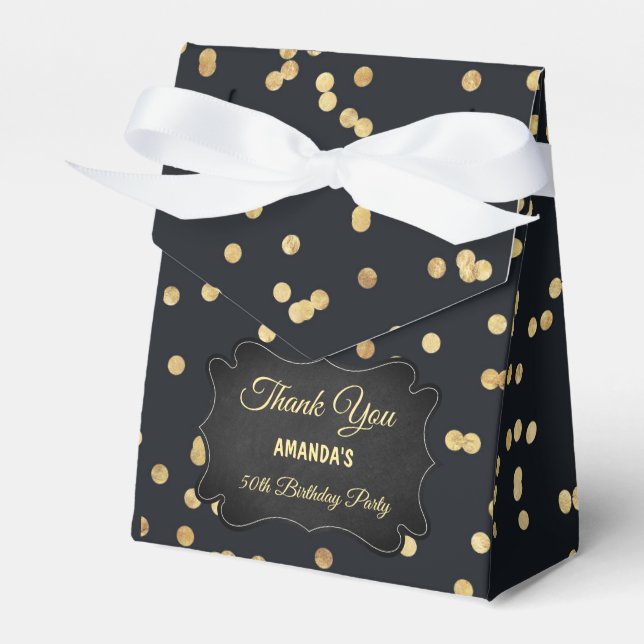 Black Gold Yellow Glitter Party Favor Boxes (Front Side)