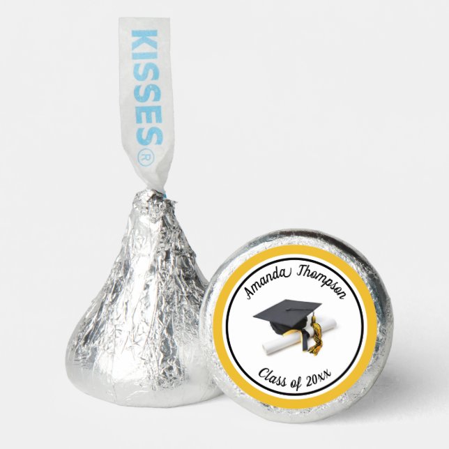Black Gold Yellow Graduation Cap and Tassel Hershey®'s Kisses® (Front)
