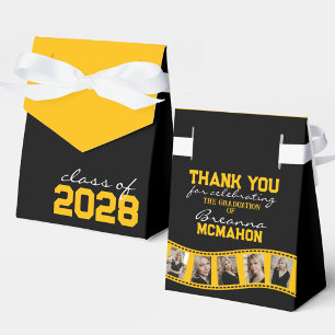 Black & Gold Yellow Photo Collage Filmstrip Favor Boxes