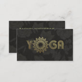 Black Gold Yoga Mediation Mandala Floral Linen Business Card (Front/Back)