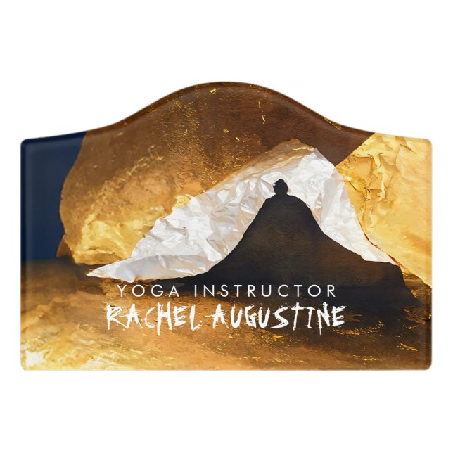Black Gold Yoga Meditation Instructor Reiki Master Door Sign (Small Crest Front)