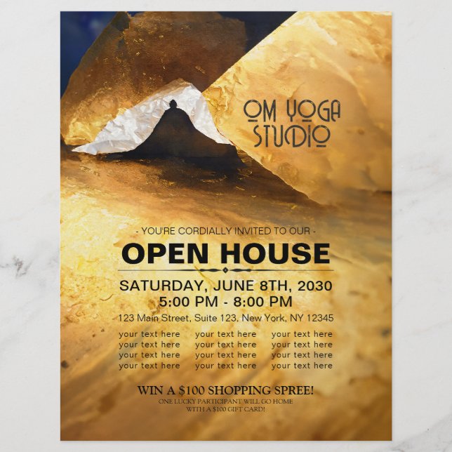 Black Gold Yoga Meditation Instructor Reiki Master Flyer (Front)