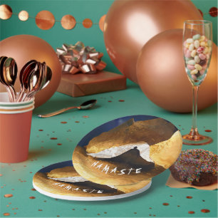 Black Gold Yoga Meditation Instructor Reiki Master Paper Plates