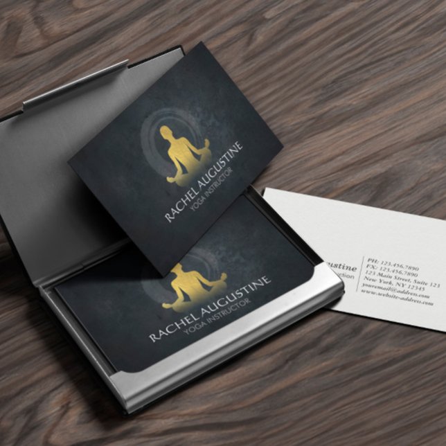 Black & Gold Yoga Meditation Instructor ZEN Symbol Business Card (Creator Uploaded)