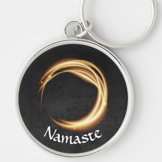Black & Gold YOGA Studio Massage Therapy ZEN Sign Keychain (Front)