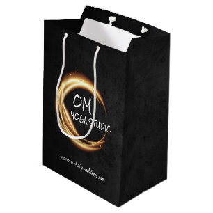 Black & Gold YOGA Studio Massage Therapy ZEN Sign Medium Gift Bag