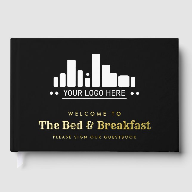 Black Gold Your Logo Bed & Breakfast Foil Guest Book (Front)
