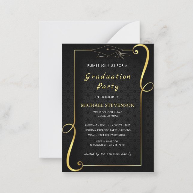 Black Gold Your Own Design Graduation Invitation (Front)